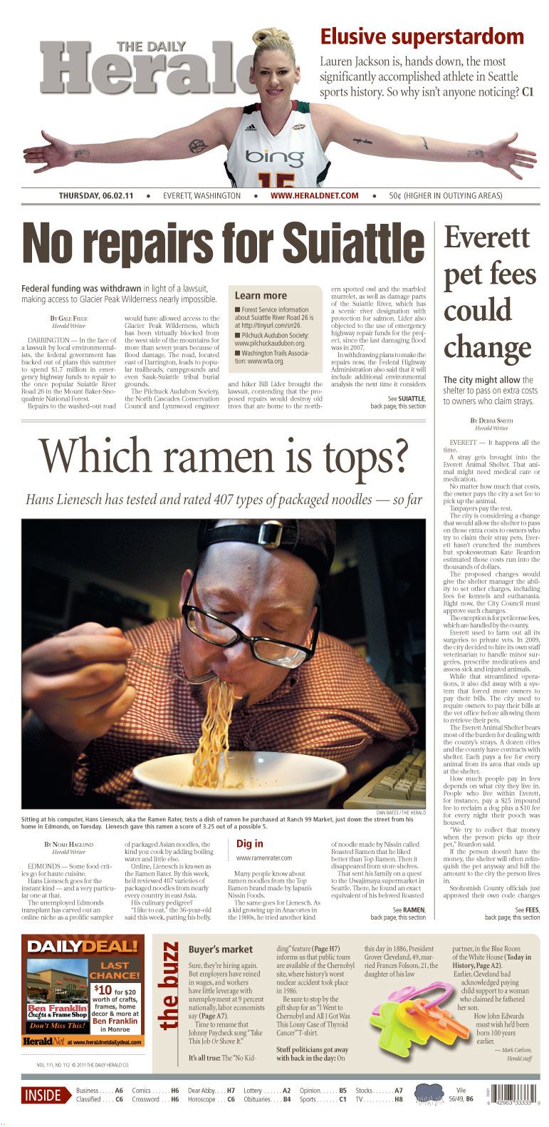 The Ramen Rater Makes Front Page Everett Herald Newspaper THE RAMEN RATER