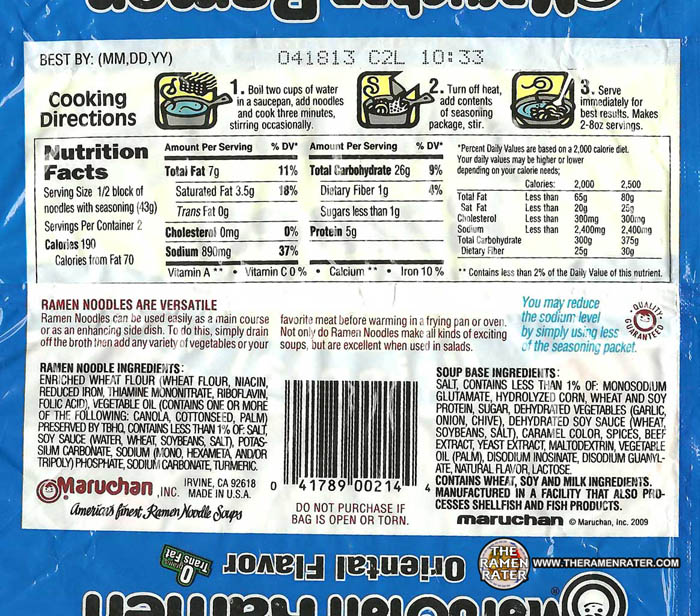 Re-Review: Maruchan Ramen Noodle Soup Oriental Flavor - The Ramen Rater
