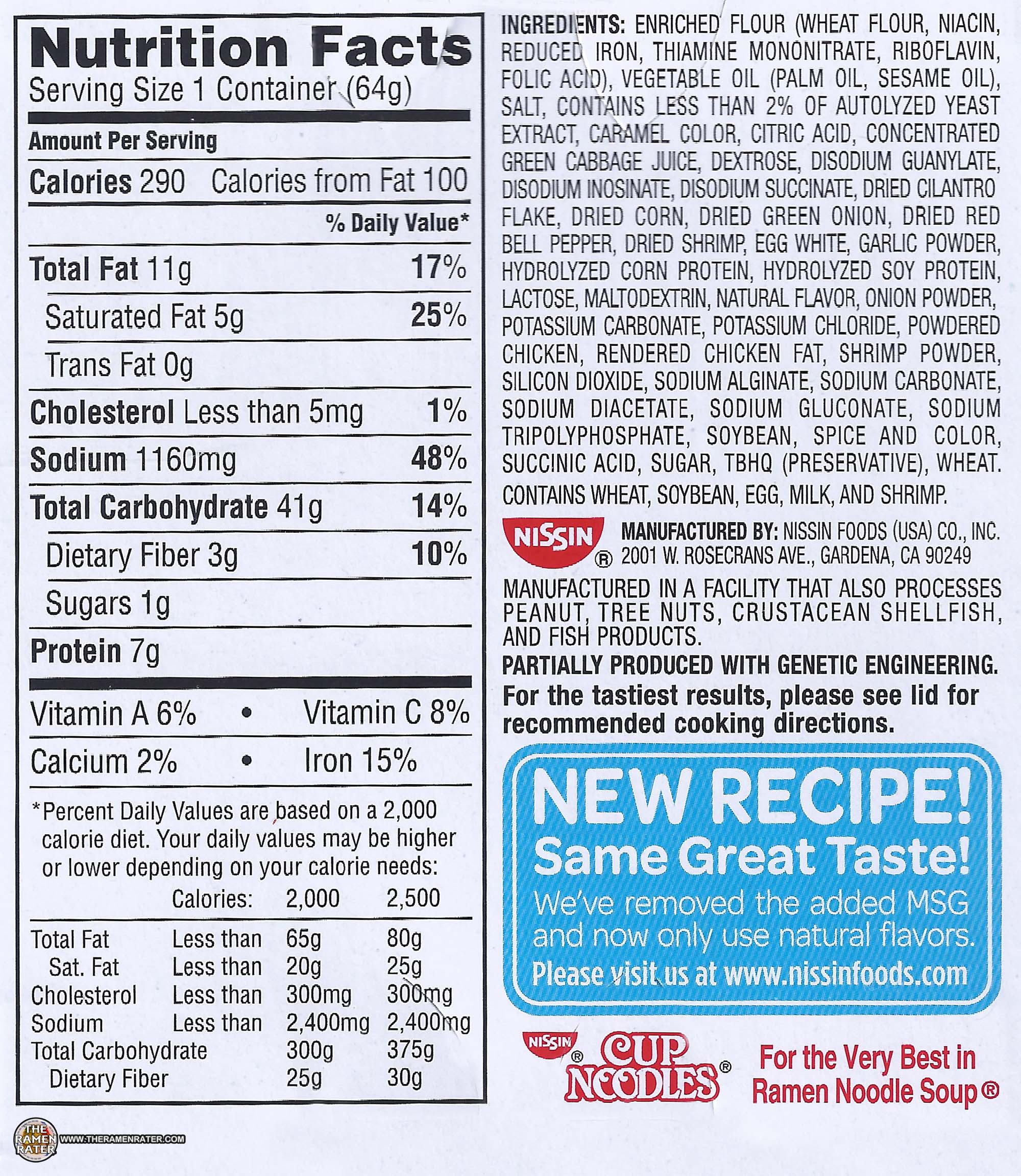 31 Cup O Noodles Nutrition Label - Labels For You