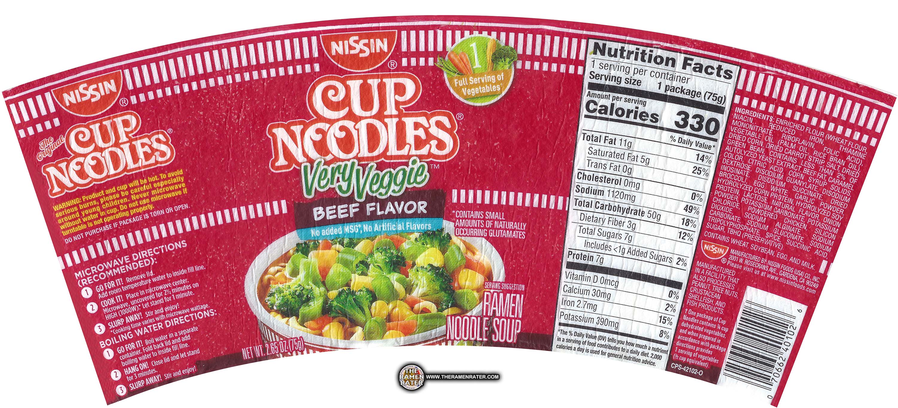 #2538: Nissin Cup Noodles Very Veggie Beef Flavor Ramen Noodle Soup
