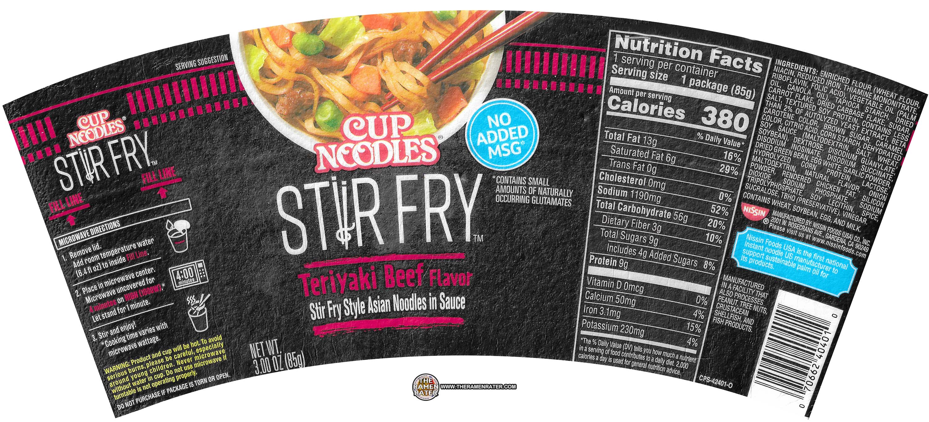 Cup Noodles Stir Fry Teriyaki Beef - Nissin Food