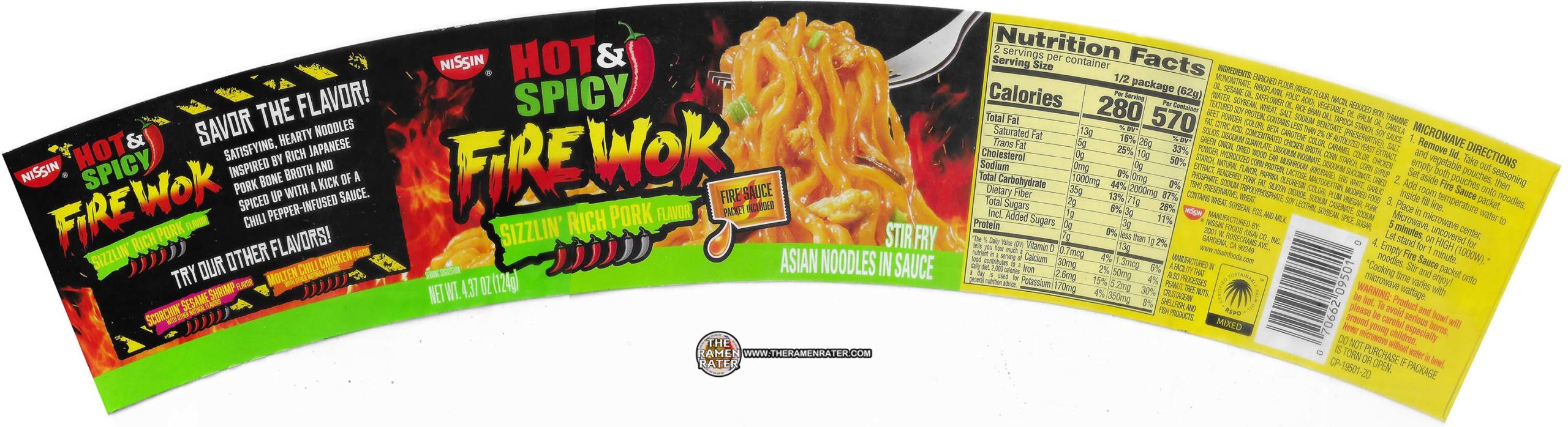 Nissin Hot & Spicy Fire Wok Sizzlin' Rich Pork Flavor Asian